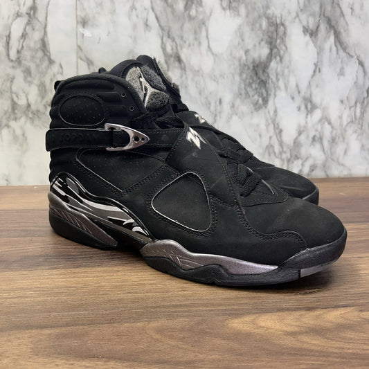 Nike Air Jordan 8 Retro 2015 Chrome Mens Size 9 Black Silver OG 305381-003 preowned
