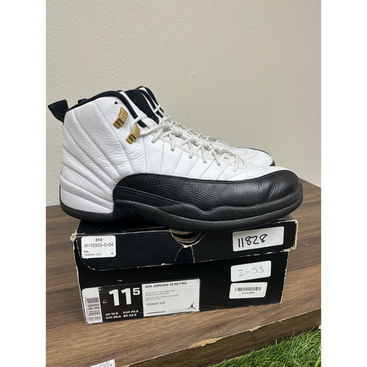 AIR JORDAN XII 12 RETRO USED SIZE 11.5 WHITE BLACK TAXI VARSITY RED 130690 125