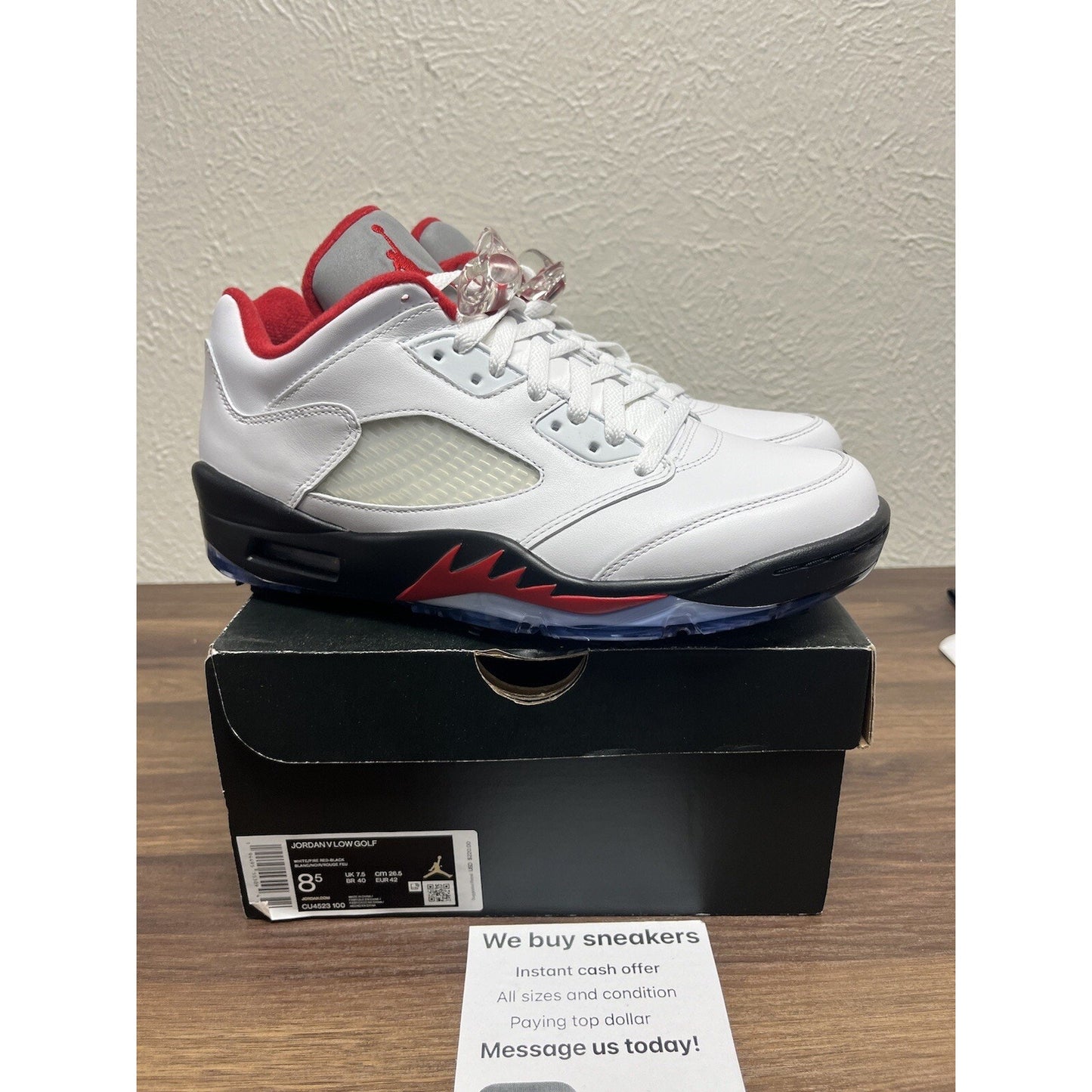 NEW Nike Air Jordan Retro V 5 Low Golf Fire Red Size 8.5 Men's White CU4523-100