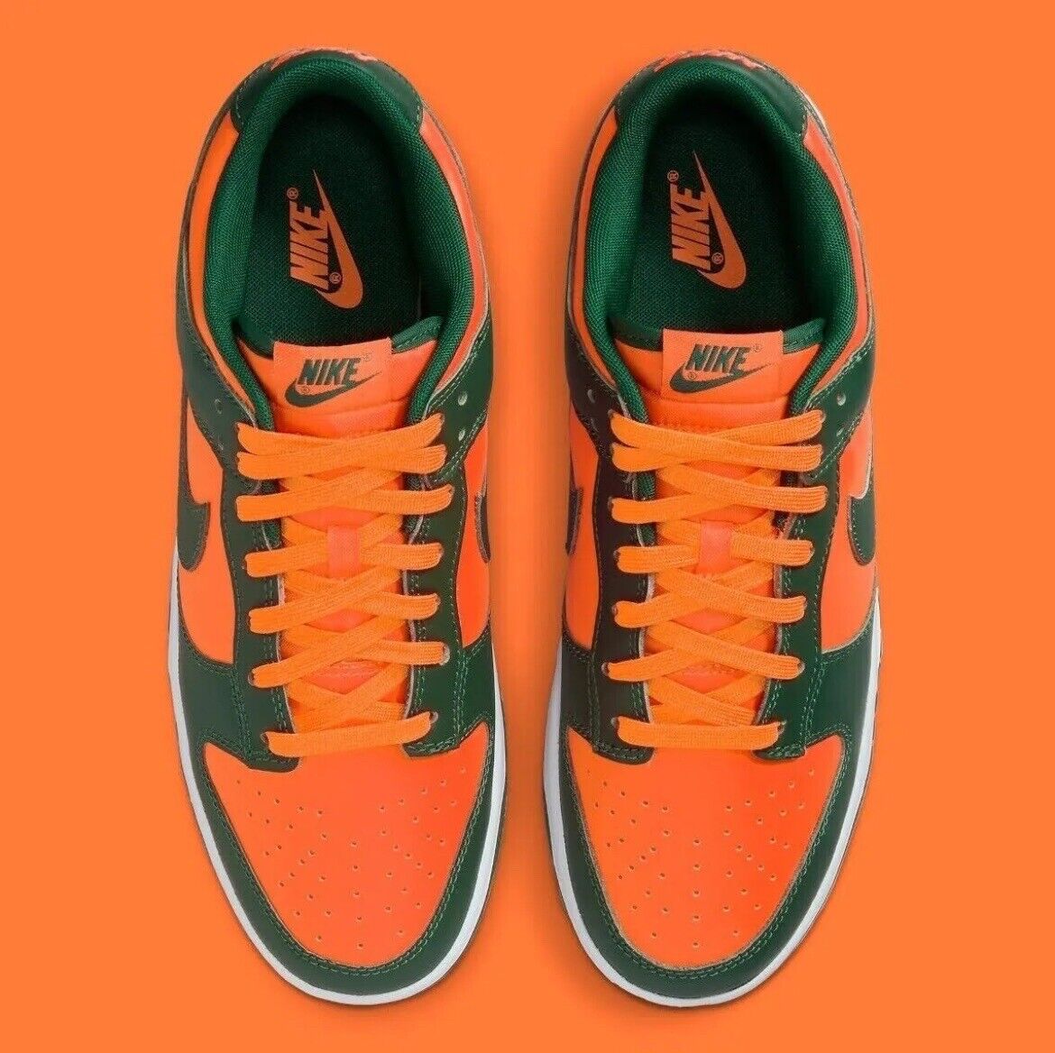 Size 10.5 - Nike Dunk Low Miami Hurricanes Orange Green White Florida Vibes Brig