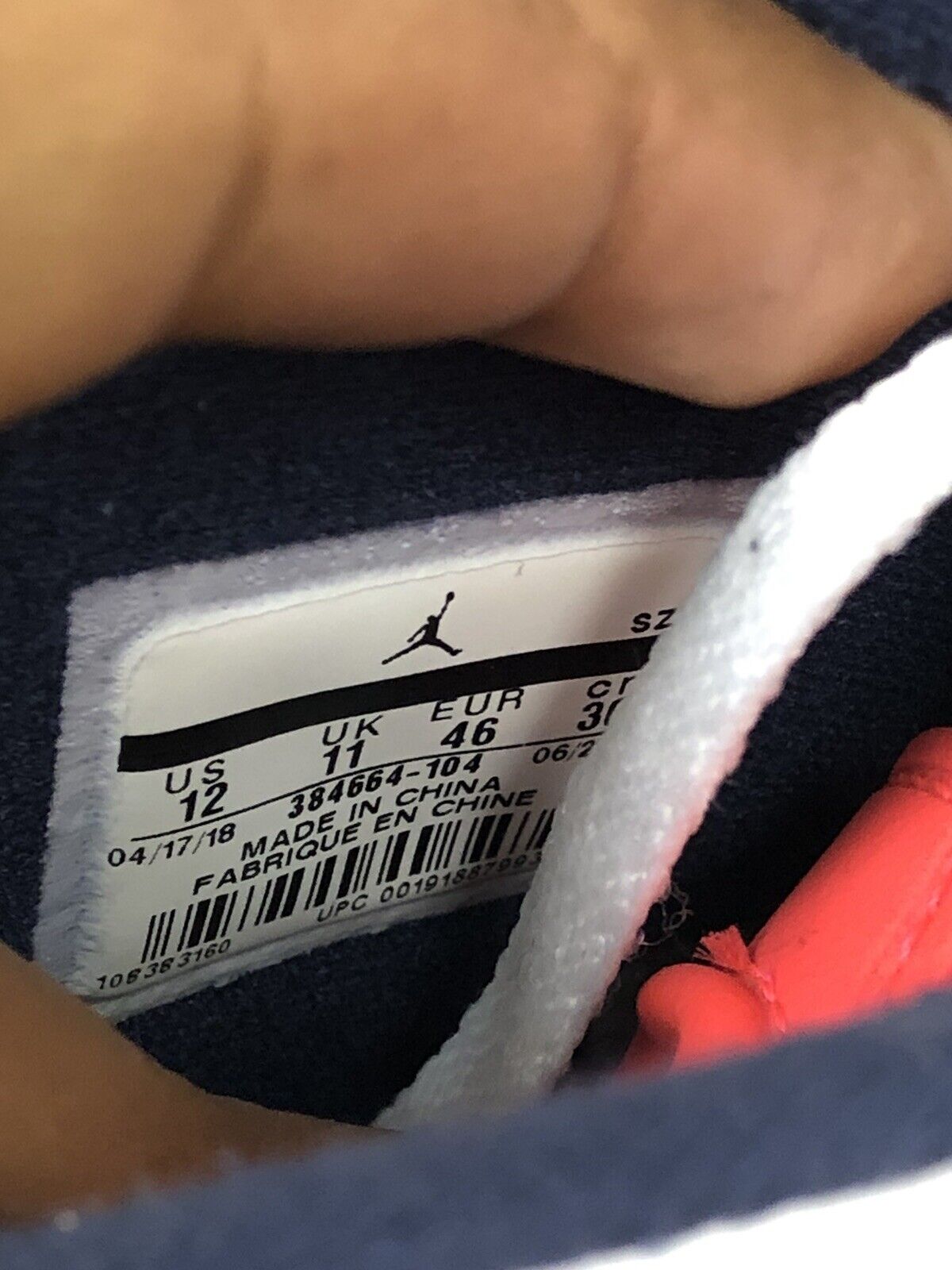 2018 Nike  Air Jordan 6 Retro 'Tinker' 384664-104 White/Gray/Red Men's Size 12