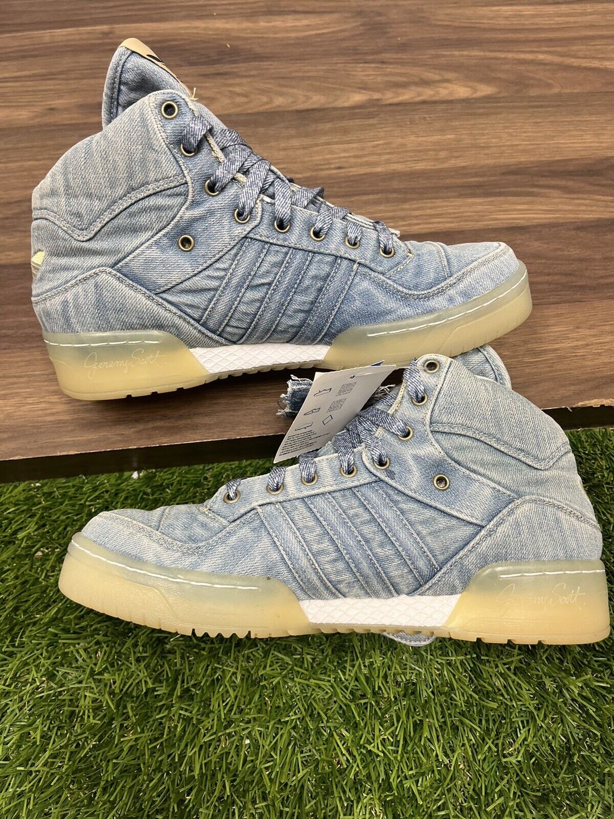 Adidas Originals Sneakers Jeremy Scott Wings Denim JS Blue Gold V24621 Size 9