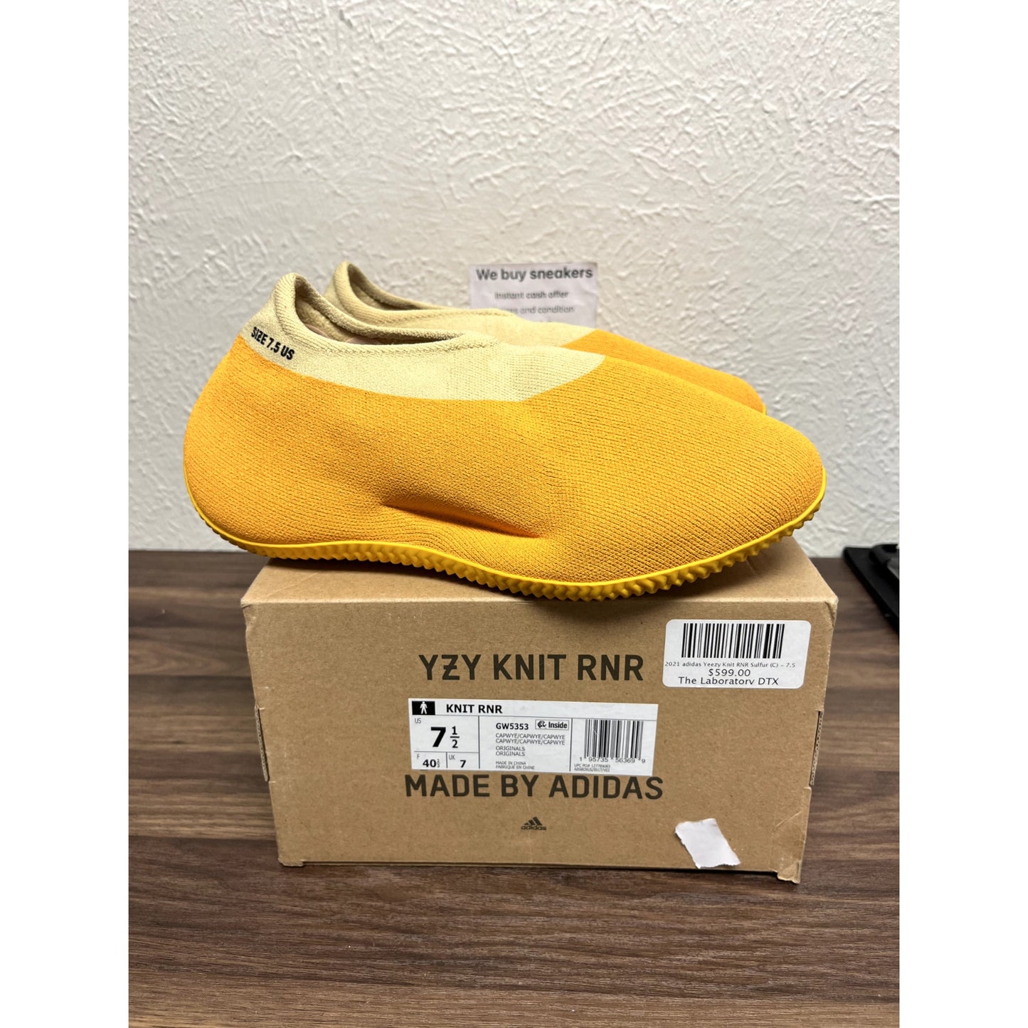 Size 7.5 - adidas Yeezy Knit Runner Sulfur
