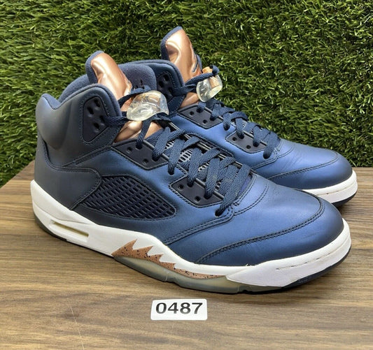 Air Jordan 5 Retro "Bronze" (Obsidian Navy White) — Men's Size 11